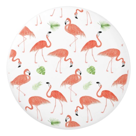 Flamingo Waterverf keramische deurknop Keramische Knop (Voorkant)