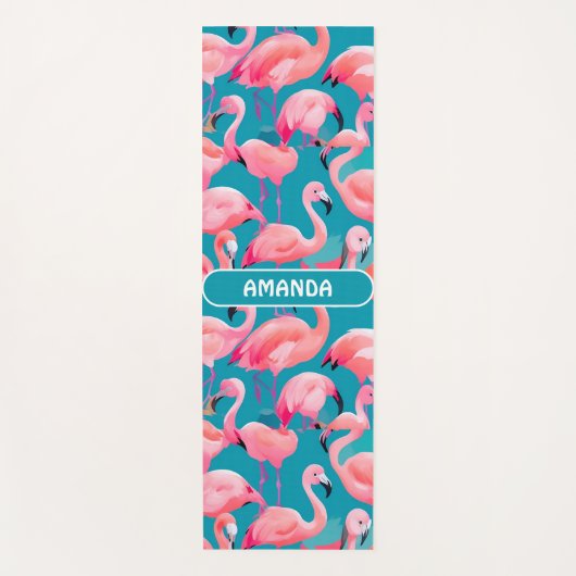 Flamingo Waterverf Kleurrijk Gepersonaliseerd Patr Yogamat (Voorkant)