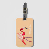 Flamingo waterverf  kunst bagagelabel (Voorkant (verticaal))