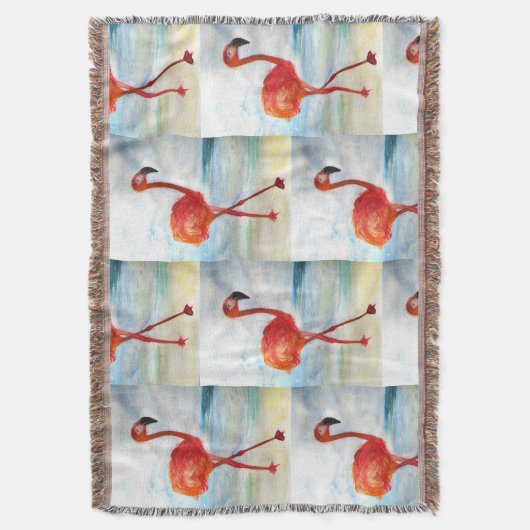 Flamingo Waterverf Kunst Gooi Deken (Voorkant Verticaal)