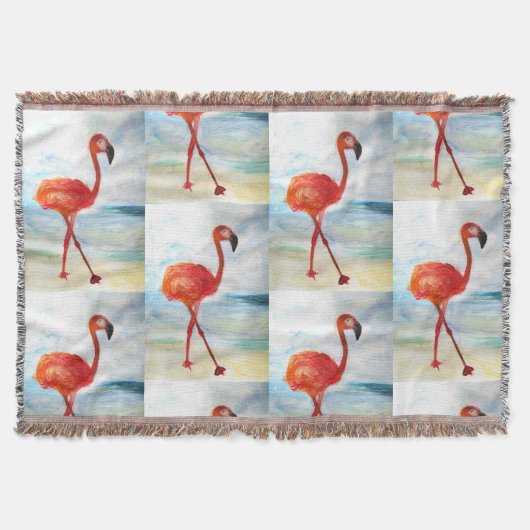 Flamingo Waterverf Kunst Gooi Deken (Voorkant)