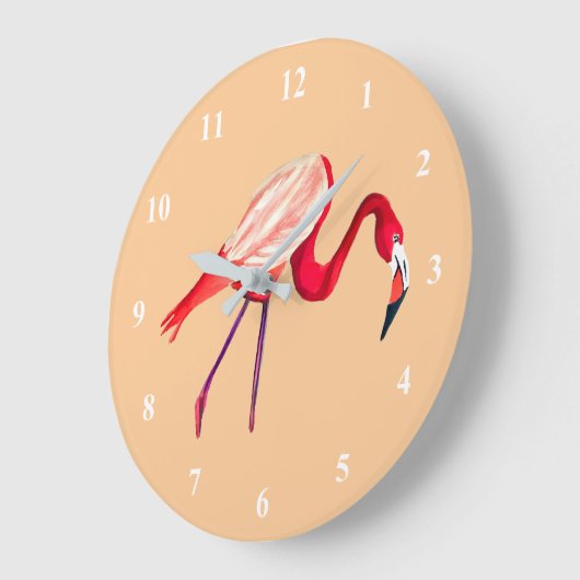 Flamingo waterverf kunst grote klok (Hoek)