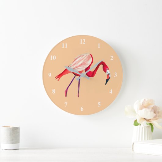 Flamingo waterverf kunst grote klok (Huis)