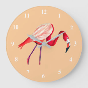 Flamingo waterverf kunst grote klok