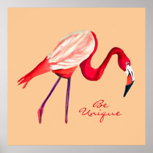 Flamingo waterverf kunst poster