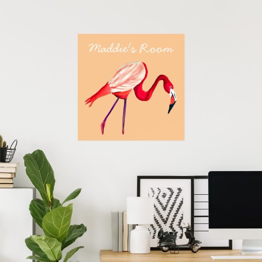 Flamingo waterverf  kunst poster (Thuiskantoor)