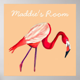 Flamingo waterverf  kunst poster