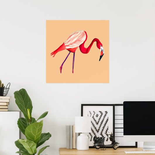 Flamingo waterverf kunst poster (Thuiskantoor)
