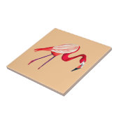 Flamingo waterverf kunst tegeltje (Zijkant)