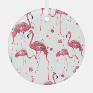 Flamingo waterverf, levendig ontwerp. glas ornament