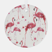 Flamingo waterverf, levendig ontwerp. glas ornament (Achterkant)