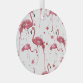 Flamingo waterverf, levendig ontwerp. glas ornament (Voorkant Rechts)
