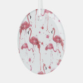 Flamingo waterverf, levendig ontwerp. glas ornament (Voorkant links)