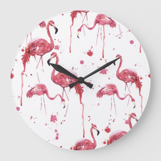 Flamingo waterverf, levendig ontwerp. grote klok (Voorkant)