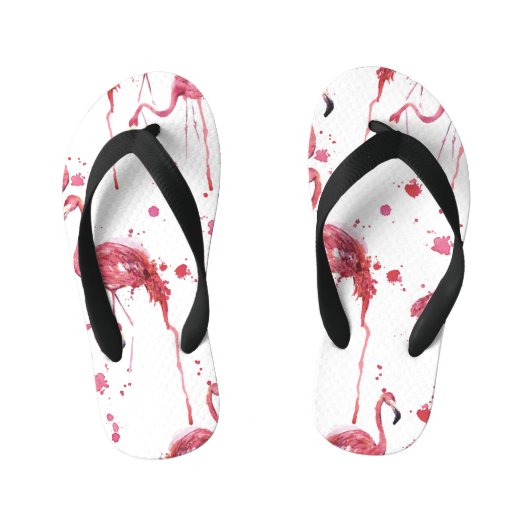 Flamingo waterverf, levendig ontwerp. kinder teenslippers (Voetbed)
