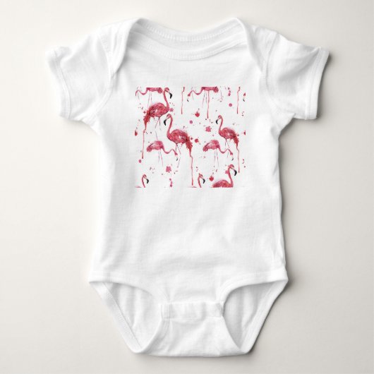 Flamingo waterverf, levendig ontwerp. romper (Voorkant)