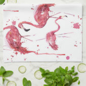 Flamingo waterverf, levendig ontwerp. theedoek (Gevouwen)