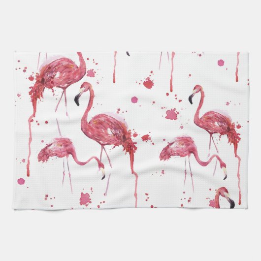 Flamingo waterverf, levendig ontwerp. theedoek (Horizontaal)