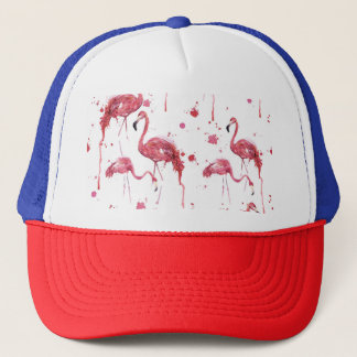 Flamingo waterverf, levendig ontwerp. trucker pet