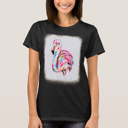 Flamingo Waterverf Liefde R Papa Moeder Luipaard B T-shirt (Voorkant)