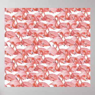 Flamingo Waterverf: Naadloos Klein Patroon Poster