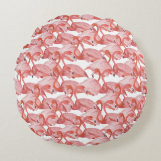 Flamingo Waterverf: Naadloos Klein Patroon Rond Kussen