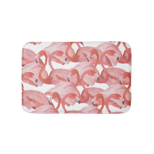 Flamingo Waterverf: Naadloos Patroon Badmat (Voorkant)
