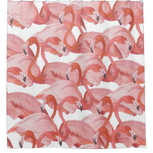 Flamingo Waterverf: Naadloos Patroon Douchegordijn