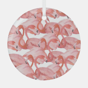 Flamingo Waterverf: Naadloos Patroon Glas Ornament