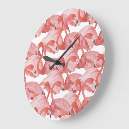 Flamingo Waterverf: Naadloos Patroon Grote Klok (Hoek)