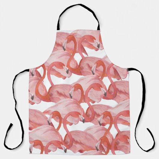 Flamingo Waterverf: Naadloos Patroon Schort (Voorkant)