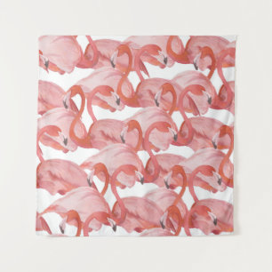 Flamingo Waterverf: Naadloos Patroon Wandkleed