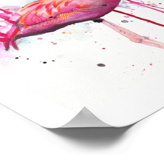 flamingo-waterverf poster (Hoek)
