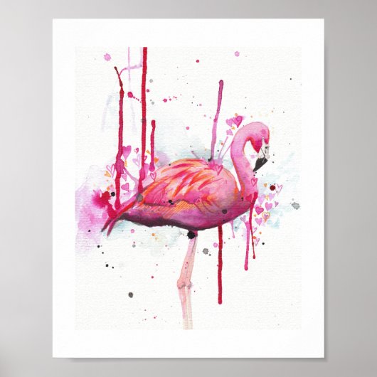 flamingo-waterverf poster (Voorkant)