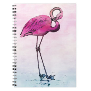 Flamingo Waterverf Roze Flamingos Retro Notitieboek