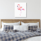Flamingo Waterverf Schilderij Canvas Art Print (Insitu (Slaapkamer))
