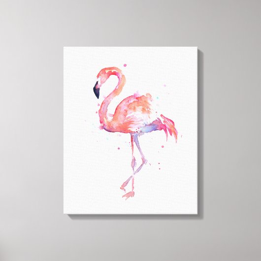 Flamingo Waterverf Schilderij Canvas Art Print (Voorkant)