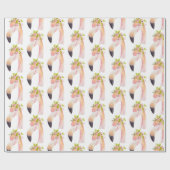 Flamingo waterverf schilderij - inpakpapier (Vlak)