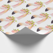 Flamingo waterverf schilderij - inpakpapier (Hoek)