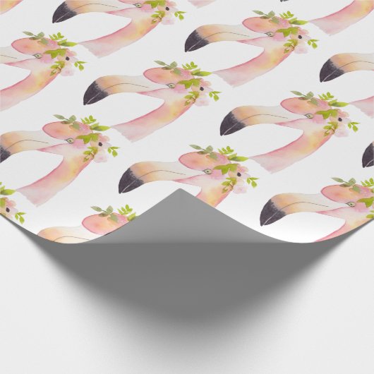 Flamingo waterverf schilderij - inpakpapier (Hoek)