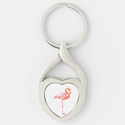Flamingo-waterverf Sleutelhanger (Voorkant)