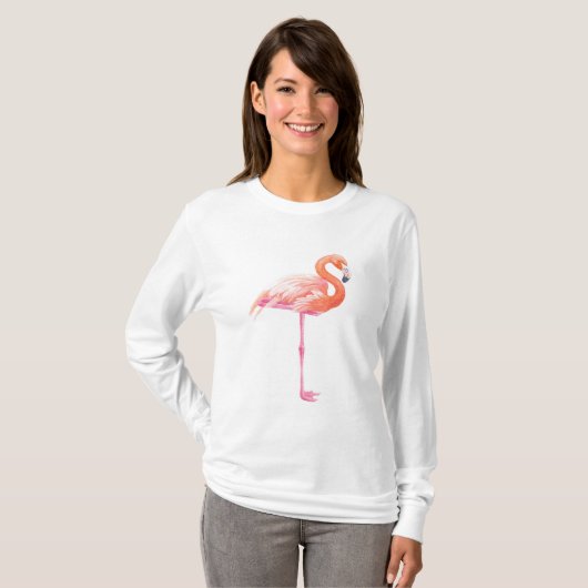 Flamingo-waterverf T-shirt (Voorkant volledig)