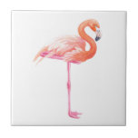 Flamingo-waterverf Tegeltje<br><div class="desc">Flamingo geschilderd met waterverven.</div>