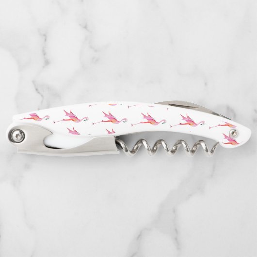 Flamingo Waterverf trendy zomervogel Kurkentrekker (Voorkant)