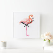 Flamingo-waterverf Vierkante Klok (Huis)
