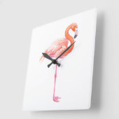 Flamingo-waterverf Vierkante Klok (Hoek)