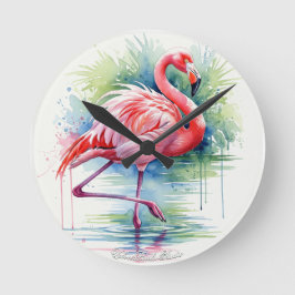 Flamingo Waterverf wandklok
