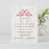 Flamingo Waterverf Wedding Invitations Kaart (Staand voorkant)