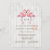 Flamingo Waterverf Wedding Invitations Kaart (Voorkant / Achterkant)