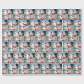 Flamingo Wearing Scarf and Pink Boots Cadeaupapier (Vlak)